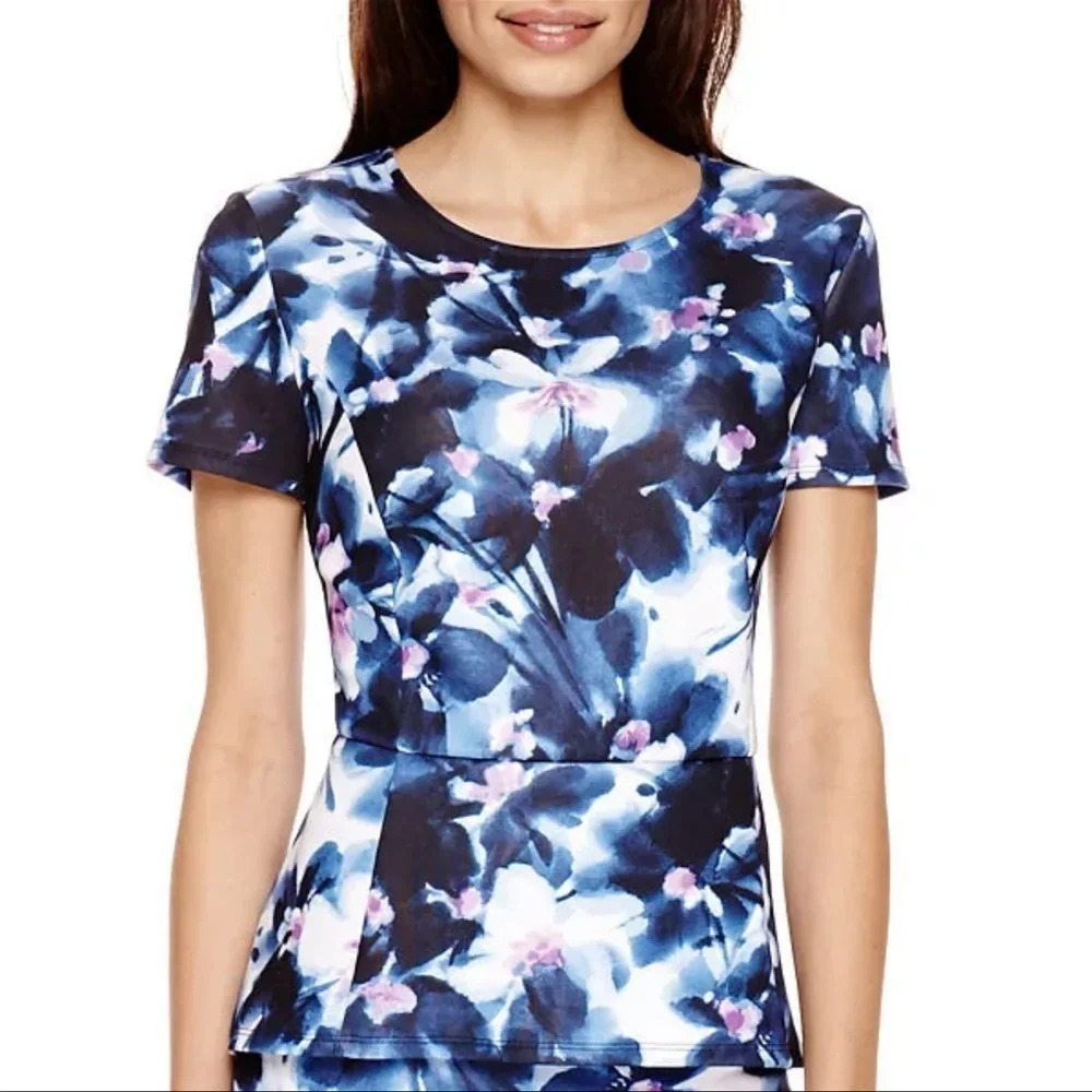 Liz Claiborne Floral Peplum Top PL